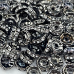 80pcs 10mm Rondelle Spacer Beads Gun-Black Plated Crystal Rhinestone Spacer Loose Beads for Jewelry Making DIY Bracelets Necklace Earring Craft(Gun-Black White) - color: Gun-Black White, size: 10mm