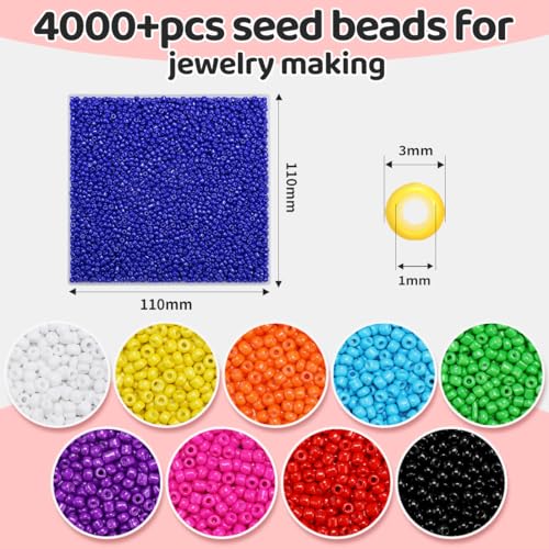 IOOLEEM Dark Blue 3mm Glass Beads, 4000+pcs for Jewelry Making - color: Dark Blue, size: 3mm / 4000pcs