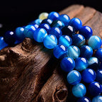 92Pcs Natural Crystal Beads Stone 4mm Blue Stripe Onyx Agates Gemstone Round Loose Energy Healing Beads for Bracelet Necklace Earrings Jewelry Making - color: Blue, size: 4MM
