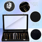 Kenning 2 Pieces Glass Lid Necklace Organizer Box 20 Hooks Necklace Tray Jewelry Holder Organizer Velvet Necklaces Holder Storage Display Case for Show Bracelet