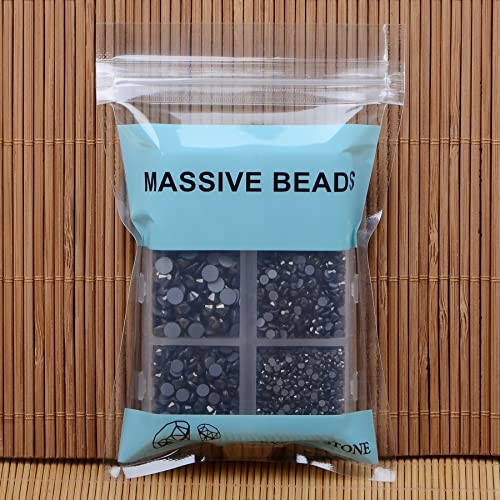 4000Pcs Mixed Size Hot Fix Round Crystals Gems Glass Stones Hotfix Flat Back Rhinestones (Hematite Black) - color: Hematite Black, size: 4000 Count (Pack of 1)
