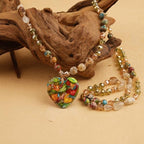 Long Necklaces for Women Boho, Oval Waterdrop Turquoise Pendant, Natural Stone Beaded, Handmade,Vintage & Elegance, Boho Fashion Charm Beaded Necklace for Women - style: E-Jasper Pendant