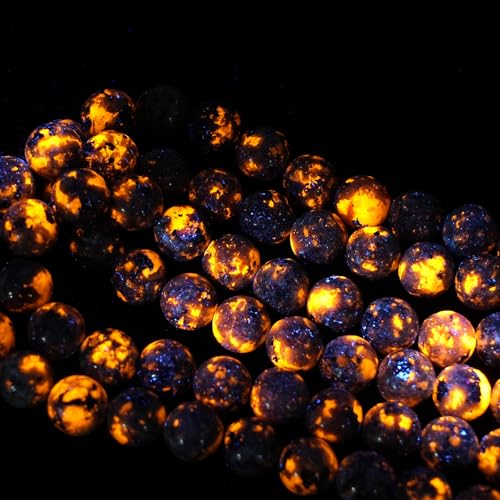 8mm Natural Flame Yooperlite Gemstone Beads Polished Round Smooth Stone Beads for Bracelets Jewelry Making 15inch Loose Beads - color: Flame Yooperlite Stone, size: 8mm