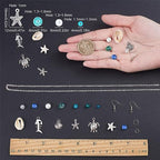 SUNNYCLUE 1 Box DIY 8 Pairs Ocean Theme Earring Making Kits Starfish Shell Sea Turtle Charms Pendants Cowrie Shell & Glass & Synthetical Turquoise Beads for Handmade Earrings Beginner - color: Golden Ocean Earrings