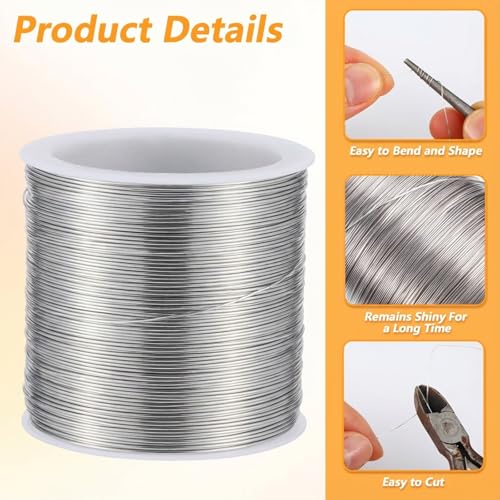 28 Gauge Jewelry Copper Wire, 328 ft/100 m Rust Resistant Craft Copper Wires, Bulk Soft Pure Silver Coppers Wire, Plated Metal Thin Beads Wires for Making Crafts Wrapping Jewelry - color: Silver