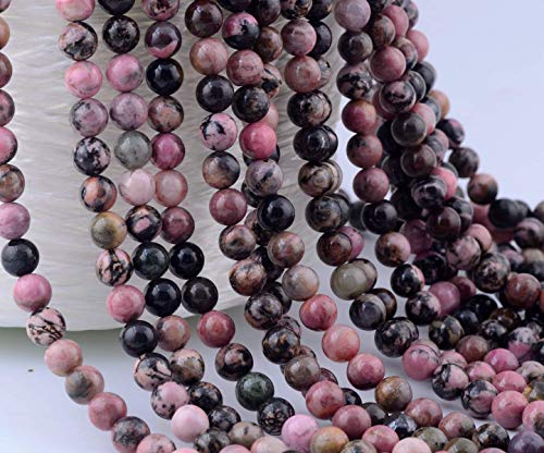 Natural Stone Beads 100pcs 10mm Black Stripe Rhodonite Round Real Stone Beading Loose Gemstone Hole 1mm DIY Charm Beads for Bracelet Necklace Earrings Jewelry Making (Black Stripe Rhodochrosite, 10mm) - color: Black Stripe Rhodochrosite, size: 10mm