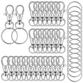 70PCS Swivel Snap Hooks with Key Rings, Metal Lobster Claw Clasp, Keychain Rings for Crafts 1.25inch/32mm - color: silver, size: 32mm