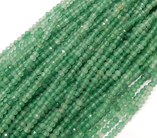 Perlin Agate & Jasper Gemstone Strand Beads 4 mm Rondelle 110 Pieces Jewellery Beads Semi-Precious Stone for Jewellery Necklace Bracelet Earrings (Light Green Agate) - color: Light green agate