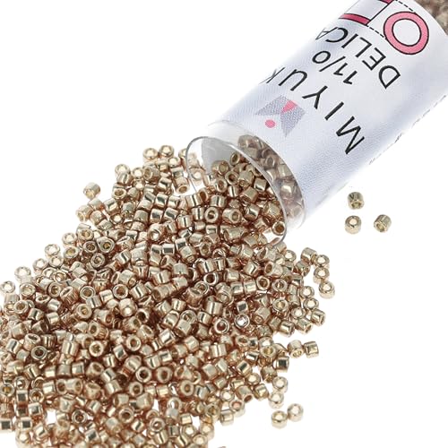 Miyuki Delica Seed Beads – Size 11/0 (1.6 mm), DB1834, Duracoat Galvanized Champagne, 7.2 g, Approx. 1440 Beads, Made in Japan - color: DB1834 - Duracoat Galvanized Champagne