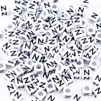 500Pcs Square Letter Beads N 6X6mm Individual White Alphabet Beads for Charms Bracelets Making - color: Square - N