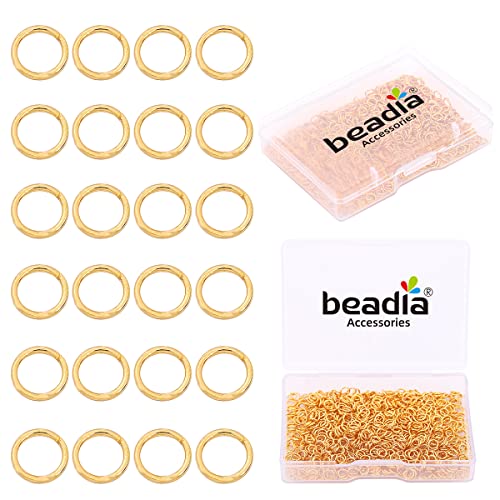 BEADIA 18K Gold Plated Jump Rings Non Tarnish 4mm 900pcs for Jewelry Making Findings - color: Gold, size: 0.5x4mm