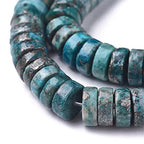 Craftdady 250pcs Heishi Coin Natural African Pyrite Gemstone Beads Flat Round Disc Energy Healing Crystal Stone Loose Beads 8mm for Jewelry Bracelet Necklace Earring, Dark Cyan - color: African Pyrite, Dark Cyan, size: 8mm
