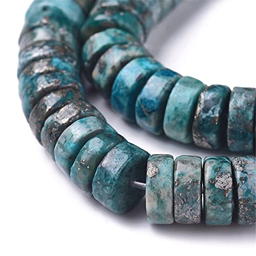 Craftdady 250pcs Heishi Coin Natural African Pyrite Gemstone Beads Flat Round Disc Energy Healing Crystal Stone Loose Beads 8mm for Jewelry Bracelet Necklace Earring, Dark Cyan - color: African Pyrite, Dark Cyan, size: 8mm
