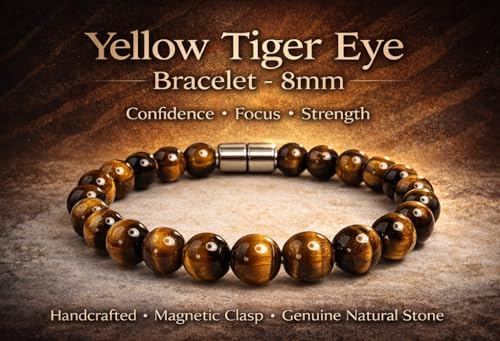 Rose Quartz Bracelet - 8mm Healing Crystal for Love, Unisex - color: 04: Yellow Tiger, style: B: 6.5-6.9 inches