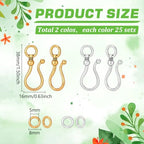 PH PandaHall 50 Sets S Hook Jewelry Clasp 2 Colors Tibetan Style Toggle Clasps Alloy Jewelry Clasp Connector Clousre for DIY Jewelry Making Necklace Bracelet, 38mm Long, Antique Silver/Antique Gold