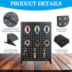 Metal Pegboard Display Stand with 15 Peg Hooks, Tabletop Pegboard Shelf for Craft Shows & Fairs, Retail Stores, Vendors Arts and Crafts Finishing - 17x13 Inch & Black - color: Black