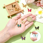 Ipotkitt 10 Pcs Glass Butterfly Charms Clear Micro Pave Cubic Zirconia Butterfly Charms Colorful Crystal Insect Charms for Jewelry Making Accessories - color: 10pcs-Glass Butterfly Charms-24x21x4mm