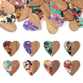FASHEWELRY 16pc Heart Resin Wood Earrings & Charms - Gold Foil Wooden Earring Blanks & Findings for Jewelry Making - color: Heart with Gold Foil