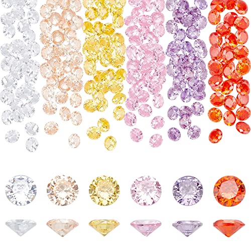 PandaHall 6 Colors 5mm Cubic Zirconia Stone Pointed Back Rhinestones 120pcs Round Faceted Stone Crystal Diamante Rhinestones for Earring Bracelet Pendants Jewelry Embellishment DIY Craft Making