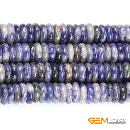 GEM-Inside 2x6mm Natural Blue Sodalite Jasper Stone Heishi Disc Rondelle Spacer Beads for Jewelry Making Full 15" Strand Energy Stone Healing Power Crystal - color: Blue Sodalite Jasper