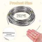 M METERXITY 10 Gauge Stainless Steel Craft Wire, 2.5mm 32.8 ft Bendable Floral Snare Wire for Jewelry Making/Sculpting/Armature Crafting/Floral Bonsai/DIY Crafts - size: 10 Gauge x 32.8 ft