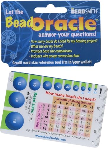 The Beadsmith Bead Oracle – Beader’s Reference Card – Wallet Sized – Resource to Determine Bead Sizes, Wire Gauge Conversion Chart, Measurement Comparisons & Project Quantities