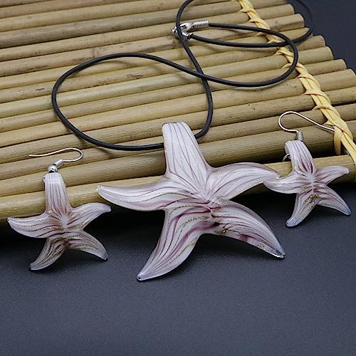 Glass Water Drop Shape Glaze Spiral Dangle Earrings Lampwork Handmade Glass Bead Geometric Earrings for Women Jewelry - color: Starfish