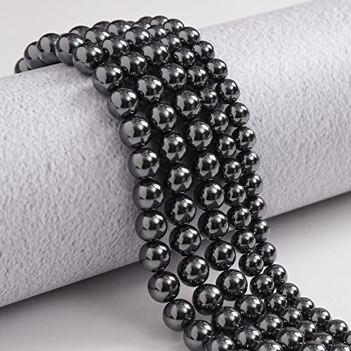 60pcs 6mm Natural Black Hematite Gemstone Beads Energy Healing Crystal Round Loose Stone Beads for Jewelry Making, DIY Bracelets Necklaces - color: Black Hematite, size: 6mm
