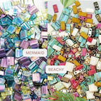 Mack and Rex Tila Bead Mixes (Mermaid) – Quarter Tila – Includes Purple, Turquoise, and Iridescent Clear Tila Beads with a Rainbow Finish, Teal and Lime Green and Olive - color: Mermaid, size: 10 Gram Bag