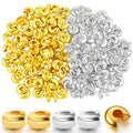 200pcs 5mm Crimp Bead Knot Covers Metal Half Round Open Crimp Beads Knot Covers Caps Jewelry Crimp Covers for Craft Supplies DIY Jewelry Making Accessory, Gold and Silver