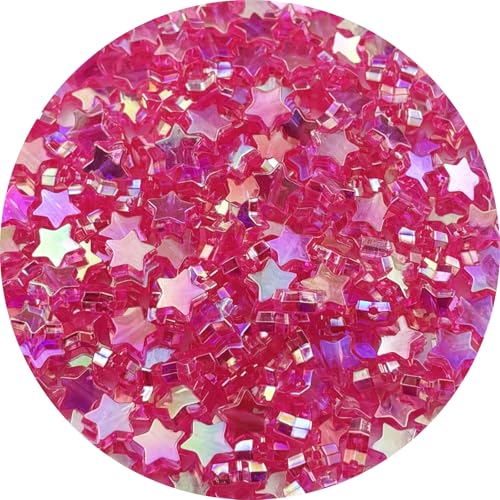 450 PCS Acrylic Star Shape Beads AB Colors Loose Pony Spacer Beads with Hole for Jewelry Making Necklace Earring Key Chains DIY Projects(Rose AB) - color: Rose AB