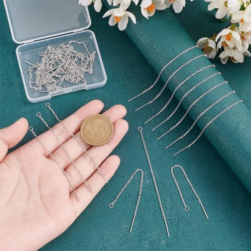 UNICRAFTALE 40pcs 90mm Stainless Steel Ear Threads with Loop Drop Earring Threader - color: Stainless Steel Color, size: 90mm