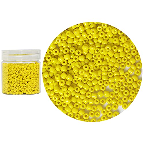 Bala&Fillic Opaque Light Yellow Color 4mm Glass Seed Beads About 1400pcs/110g in Box 6/0 Glass Craft Seed Beads for Jewelry Making (Light Yellow) - color: Light Yellow, size: 4mm