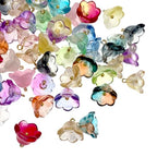 50pcs Glass Pendant Charms - Multicolor Theme Drops for Necklace Craft, Jewelry Making Supplies (Various Styles) - style: Lily Flower