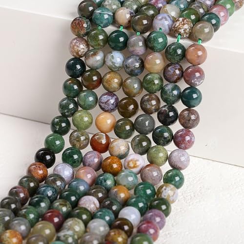 60Pcs Natural Indian Agate Beads, 6mm Round Gemstone Loose Beads Strand (15") for Jewelry Making, DIY Necklace & Bracelet Supplies - color: 60 PC 6 MM
