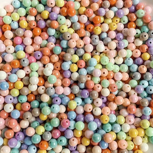 DAHI 1890pcs 6mm Colorful Acrylic Round Beads Multicolor Acrylic Beads for DIY Jewelry Making(AB Color 6mm) - color: AB color 6mm