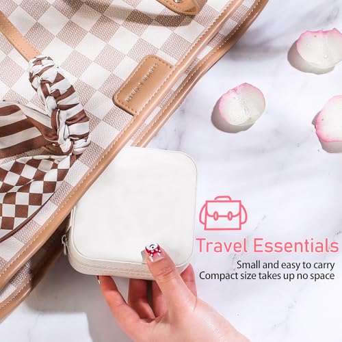 AYGXU Travel Jewelry Box for Women and Girls - Small Case With Initial A-Z - Teacher Gifts - color: white, size: no letter