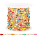 [16.5FT] 18K Gold PVD Plated Enamel Chains for Jewelry Making 2MM Stainless Steel Enamel Lip Link Chain Bulk for Necklace Bracelet - color: Gold Colorful