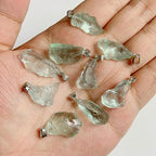 10pcs Irregular Raw Natural Green Crystal Rock Stone Pendant Healing Crystal Chakra Gemstone Charm for Jewelry Making DIY Necklace Earrings Accessories Reiki - color: Green Crystal