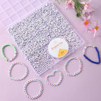 Acrylic Letter Beads 4mm Flat Round, 6mm Square - Beads for Making Friendship Bracelet or Necklace (26 Pieces of Flat Round White with Purple) - color: 26 pieces of flat round white with purple