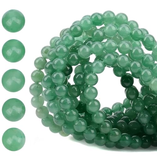 HAAMIIQII 6mm Natural Green Aventurine Beads Round Gemstone Loose Beads for Jewelry Making 2 Strands (120-130pcs) - color: Green Aventurine, size: 6mm (120-130pcs)