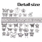 60pcs Silver Butterfly Charms Tibetan Butterfly Shape Alloy Pendants Insect Charms for DIY Necklace Bracelet Earrings Jewelry Making - style: Mixed Silver Butterfly Charms