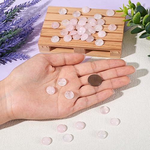 Fashewelry 50Pcs Natural Rose Quartz Cabochon Stone Half Round Beads 12mm Flat Back Gemstone Chakra Healing Crystal Cover Cabs for Jewelry Making - color: 3-Rose Quartz, size: 12x5mm