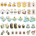 38Pcs Wonderland Gold Charms Pendants - Fairy Tales Tea Rabbit Clock Poker Enamel Charms Cute Earring Necklace Bracelet Keychains Pendant for Jewelry Making DIY Crafts Birthday Tea Party Gifts