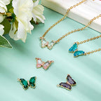 SUNNYCLUE 6Pcs Butterfly Charms Crystal Glass Beads Pendants Crystal Gemstone for Jewelry Making DIY Crafts Accessories - color: 1 Box 6pcs Butterfly Connector Charms 23.5x16.5mm