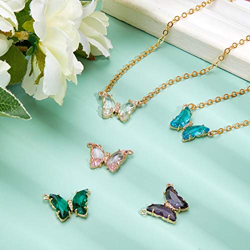 SUNNYCLUE 6Pcs Butterfly Charms Crystal Glass Beads Pendants Crystal Gemstone for Jewelry Making DIY Crafts Accessories - color: 1 Box 6pcs Butterfly Connector Charms 23.5x16.5mm