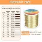 HARFINGTON Wire 328ft Length 26 Gauge Copper Craft Jewelry Wrapping Wire Tarnish Resistant Beading for Jewelry Making Supplies Crafting, Light Gold - color: Light Gold