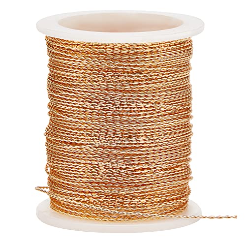 BENECREAT 22 Gauge 39 Ft Tarnish Resistant Brass Craft Wire, Gold Round Twist Jewelry Wire for Necklace Bracelet Making and Other Handmade Project