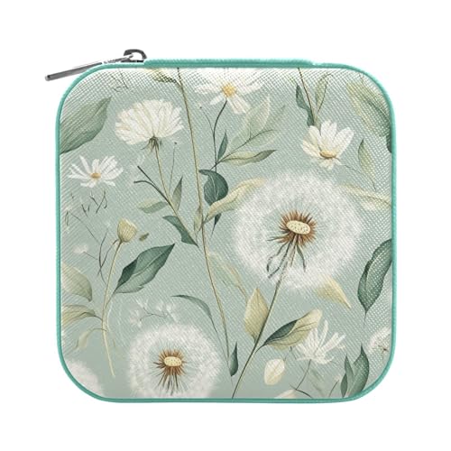 Travel Jewelry Case Jewelry Box Organizer for Women Girls Man Small Mini Portable Jewelry Storage Box for Earring Ring Necklace Polka Dots Green - color: Sage Green Dandelions