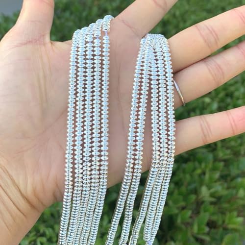380pcs Adabele Grade A Natural Hematite Silver Plated Healing Gemstone 4mm x 2mm Small Round Rondelle Loose Beads Gem Stone Spacer for DIY Craft Jewelry Making GFC7-2 - color: Silver Plated Hematite, size: 4x2mm (380pcs/2 Strands)